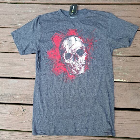 Vintage Gears of War Black Red Skull Short Sleeve T-Shirt Small - Picture 1 of 5